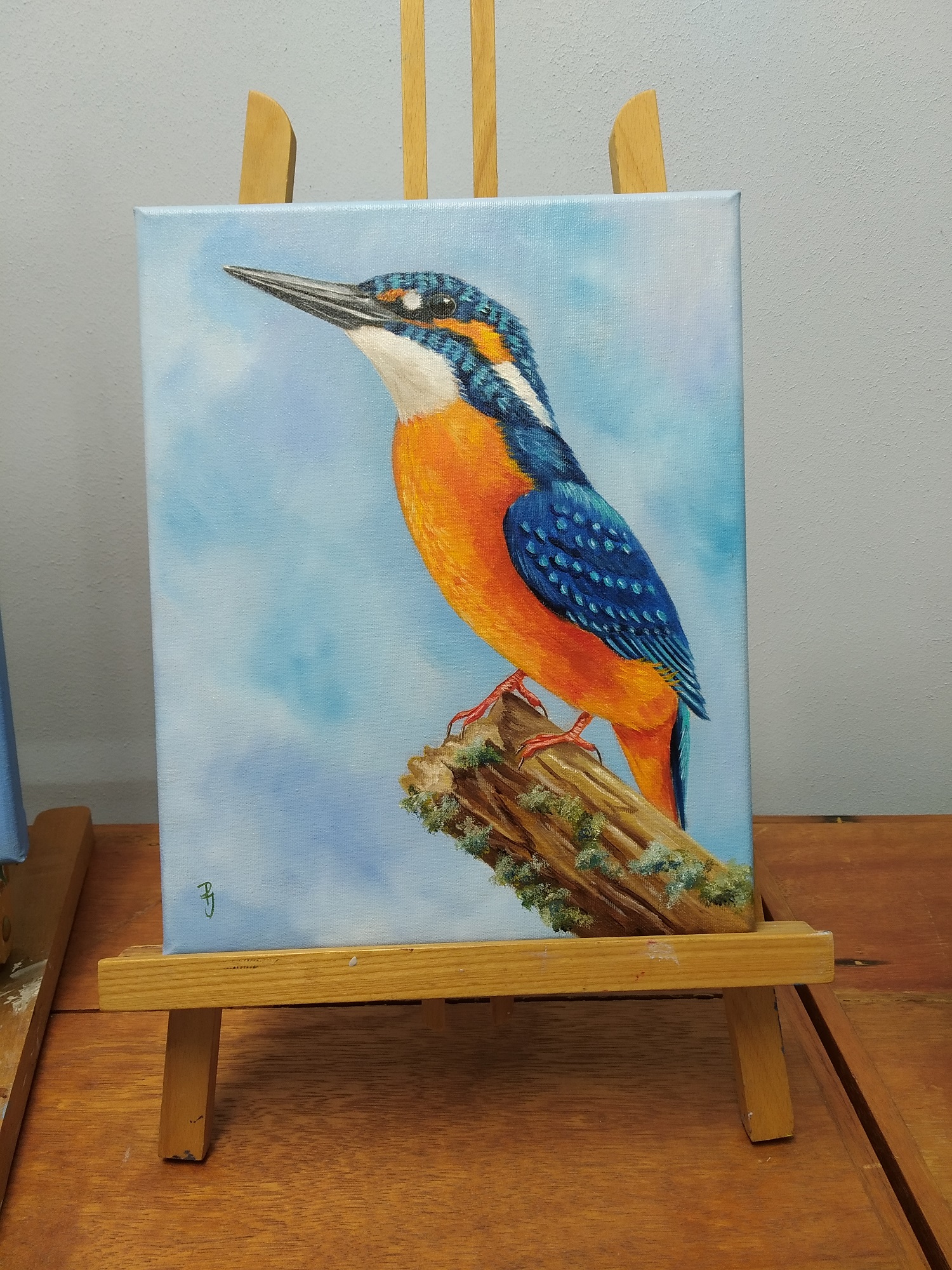 schilderij ijsvogel olieverf