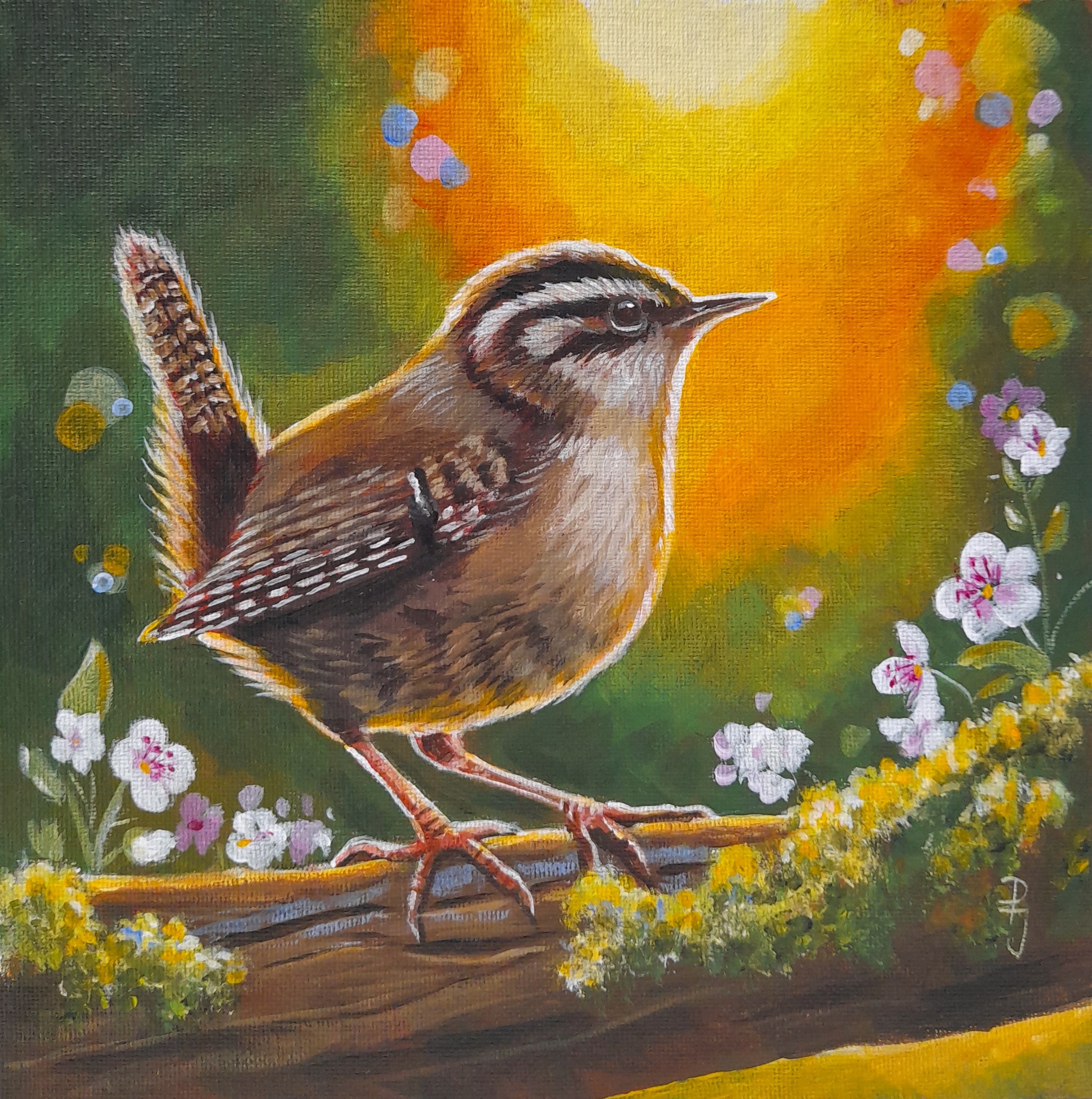 vogelschilderij winterkoninkje 